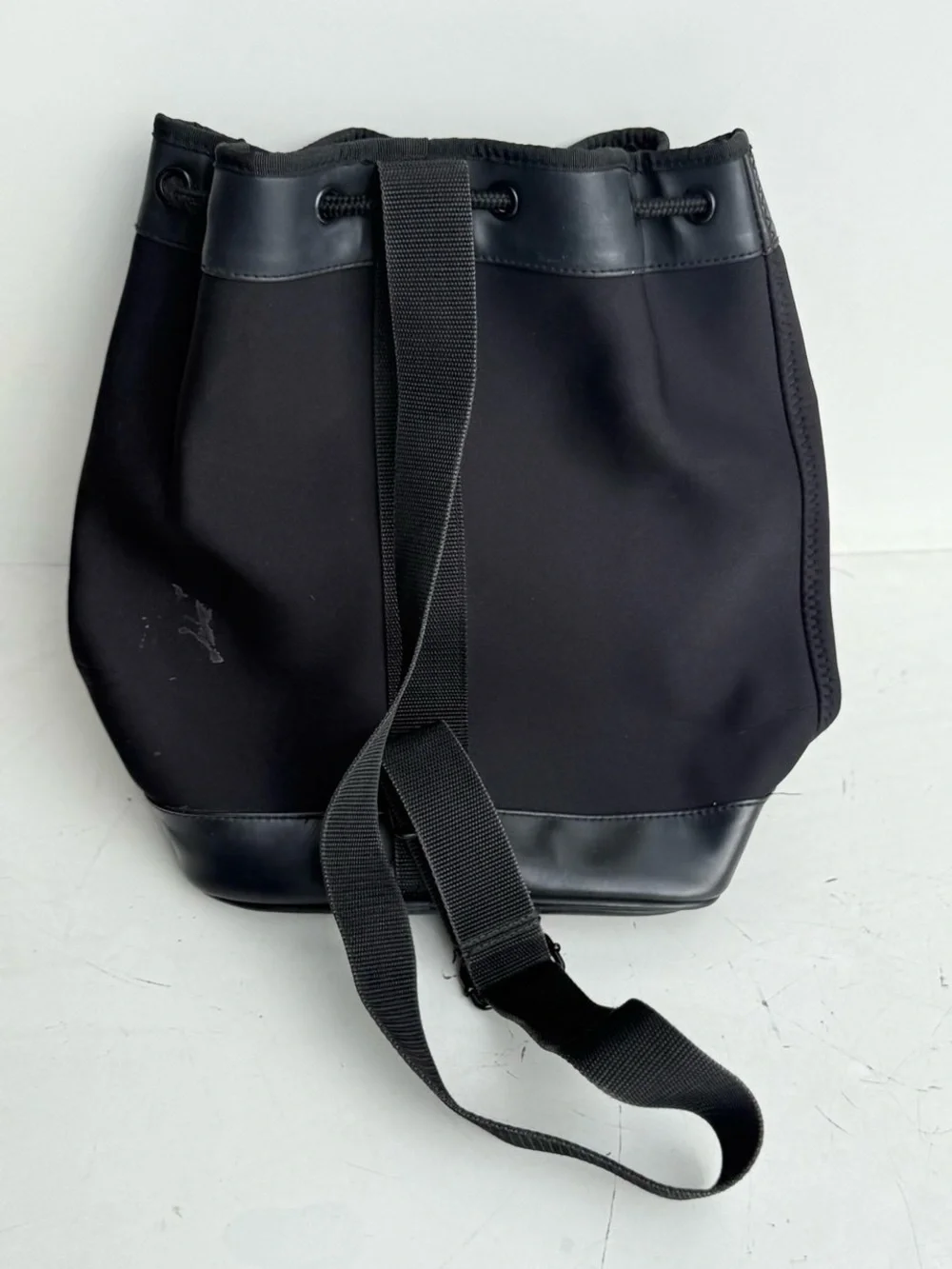 Ralph Lauren Black Drawstring Messenger Bucket Bag